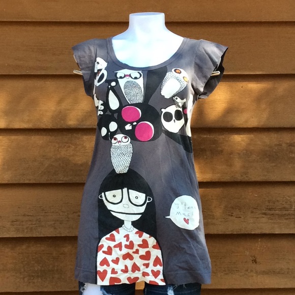 Marc By Marc Jacobs Tops - Marc | Miss Marc | Owl Bird Extra long Graphic Tee